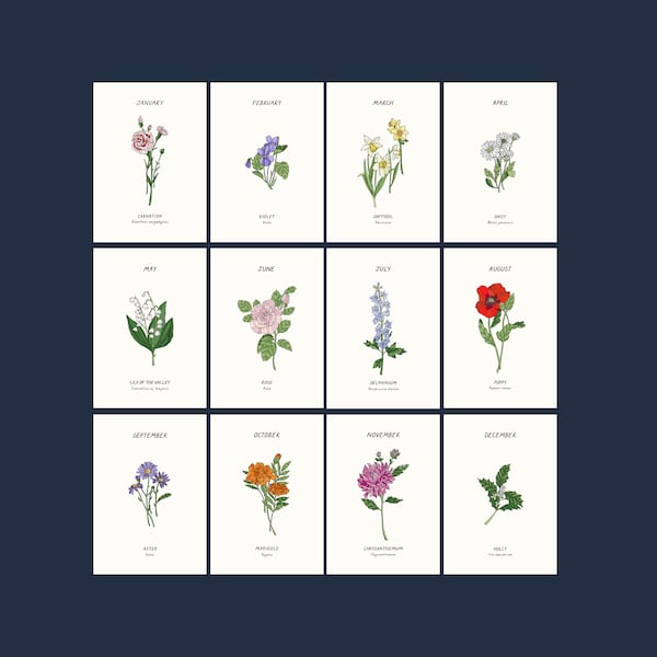 Personalised Birth Month Flower Art Print