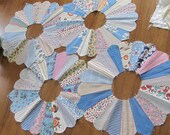 Lot of FOUR Darling Vintage Multicolored and Blue Dresden Plate Quilt Blocks 13.5