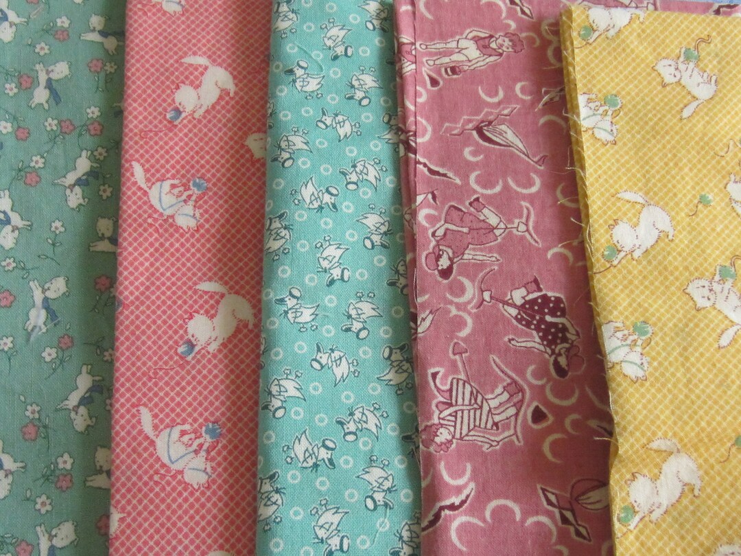 Lot of FIVE Juvie Cotton Quilt Fabrics Fat Quarters PLUS Etsy 日本