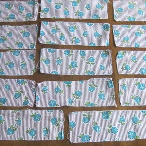 14 Vintage Feedsack Floral Calico Fabric Cotton Pieces, 9X3.5&quot; appx.