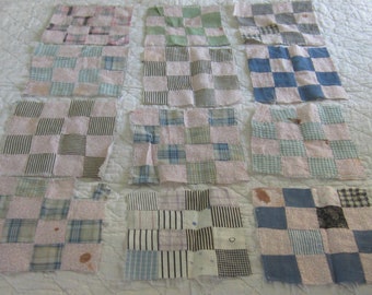 12 Antike Doppel Four-Patch Quilt-Blöcke 22-22 cm