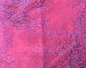 Pretty Red Batik-ed Print Cotton Quilting Fabric 1 yd