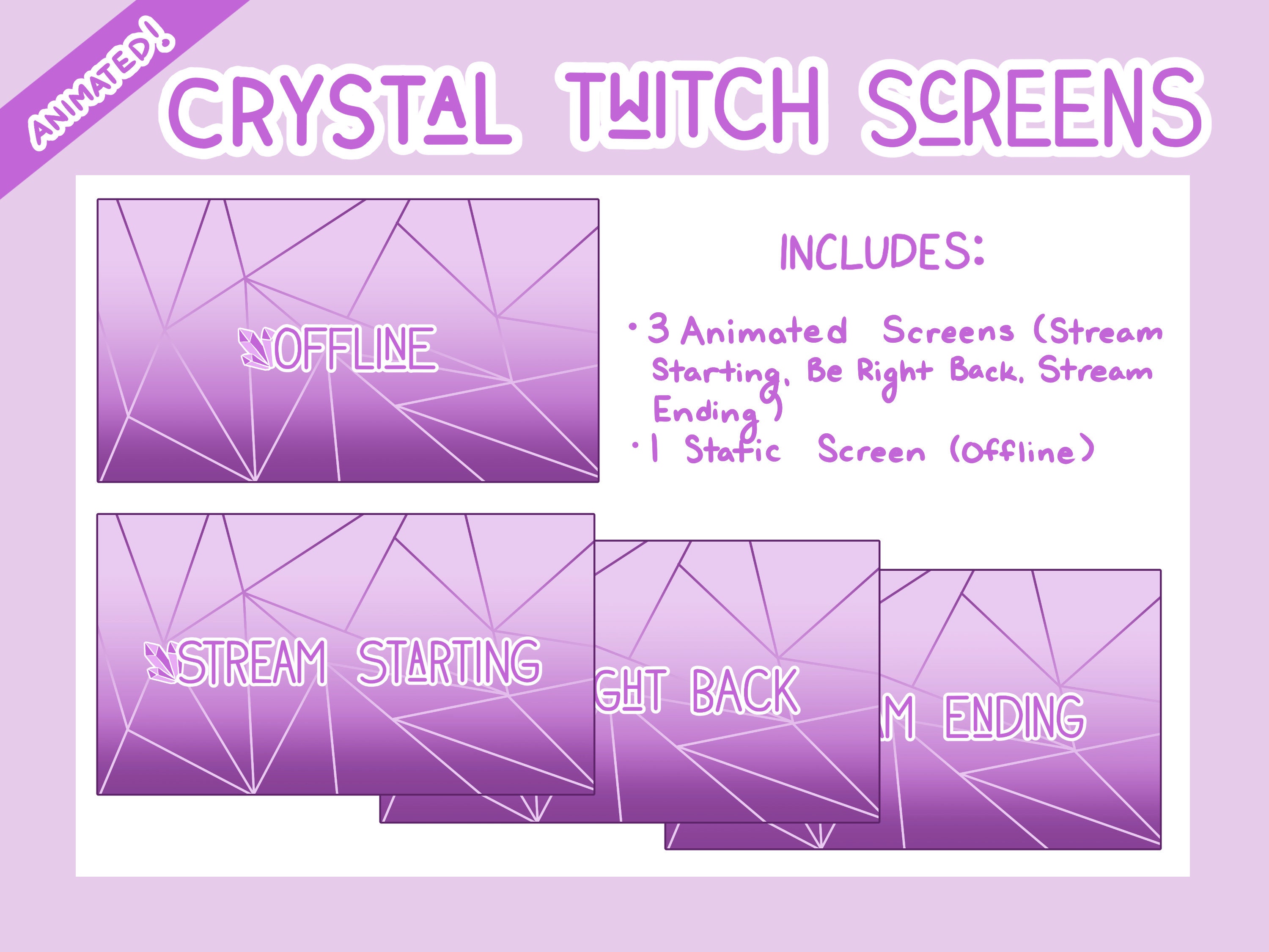 ANIMATED Twitch Overlay Package Amethyst Crystal Twitch Branding OBS ...