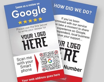 500 Google Review Cards - Review Us on Google with QR Code - Request Google My Business Reviews