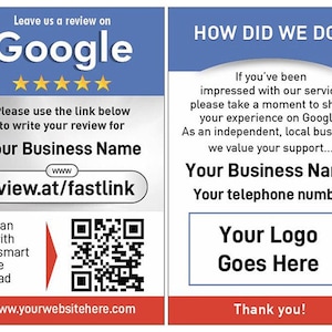 100 cartes d'avis Google - Donnez votre avis sur Google avec un code QR actif - Demandez des avis Google My Business