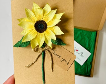 Sunflower card, Thank you for helping me grow gift, Teacher thank you card,