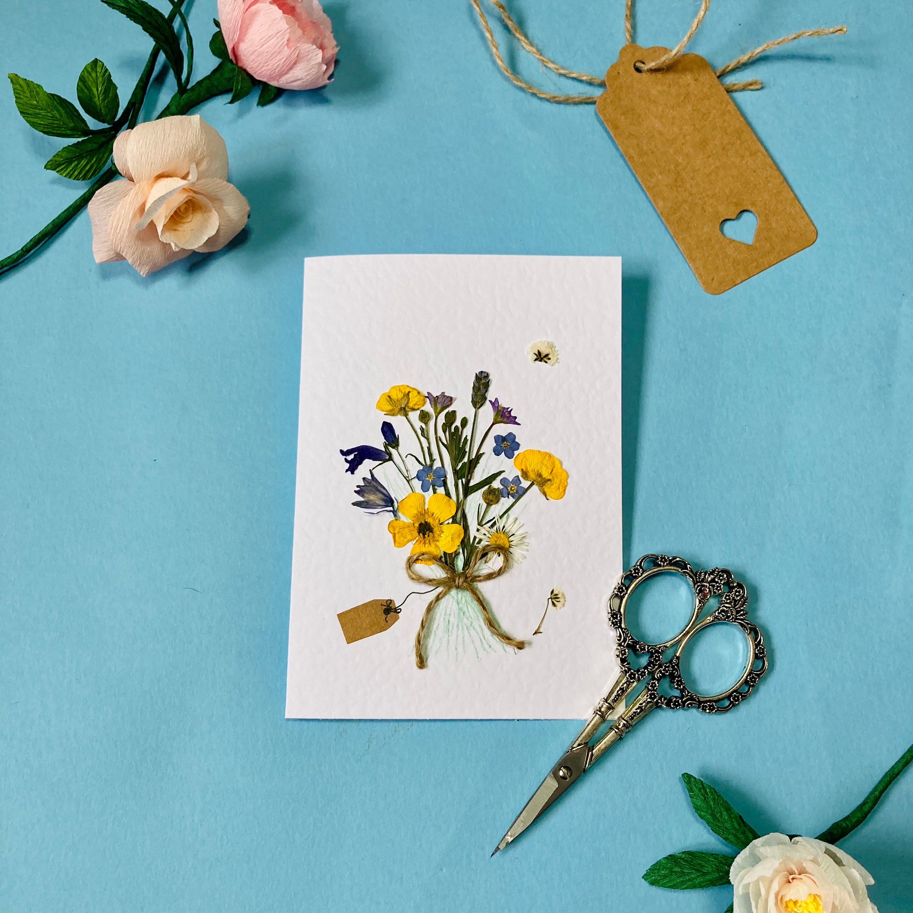 Pressed Flower Thank You Card for Grandparents Dried Flower Etsy