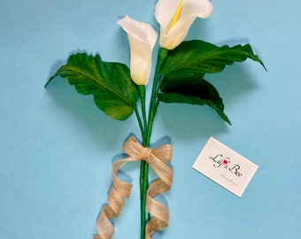 Crepe paper White Calla Lily, Faux Lily Flower, Teaching Assistant thank you