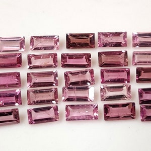 Pink Tourmaline Gemstone Lot: 25 Baguette Cut Stones, 3.35 Carat