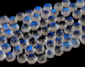 Cabujón de piedra lunar arcoíris premium - 3 mm redondo AAA - Brillo azul intenso - Gemas para joyería DIY