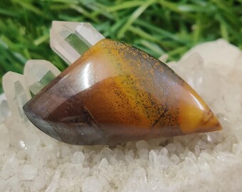 Cabujón de jaspe Marra Mamba (33 x 17 mm) / Piedra preciosa marrón para joyería y sanación