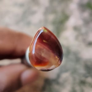 Agata di fuoco messicana naturale 12 x 15 mm Cabochon di pietra preziosa a forma di pera - Per la creazione di gioielli - 8,45 carati - Pietra preziosa di agata di fuoco appariscente di prima qualità