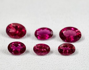 Natural Rubellite Tourmaline Gemstone Lot – 6 Oval Pink African Stones