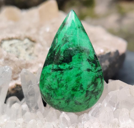 Maw Sit Sit Jade Gemstone Cabochon Cts Natural Pear