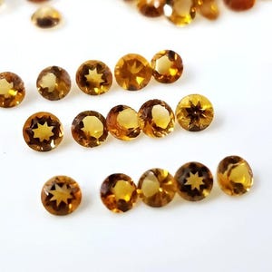 Natural AAA Golden Citrine Gemstone: Round Faceted Jewelry Stone, 3mm