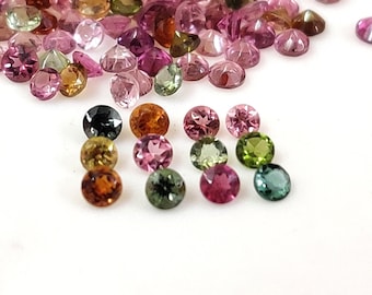 Multi Color Tourmaline Gemstone: 2mm Round Cut, October Birthstone
