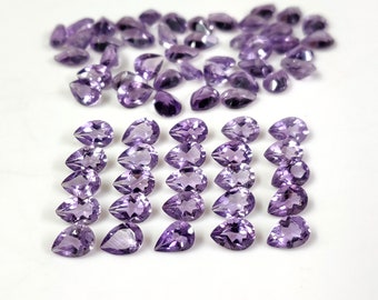 Natural Pink Amethyst 7x5 mm Pear Cut Gemstone, Ideal for Jewelry Making, Vibrant Pink Shade, Excellent Cut, Calibrated Size