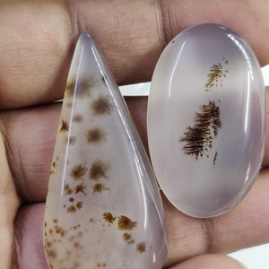 Cabochões de ágata dendrita cênica natural - Padrão de flores e penas - Envoltório de arame, lote de atacado, pedra preciosa única