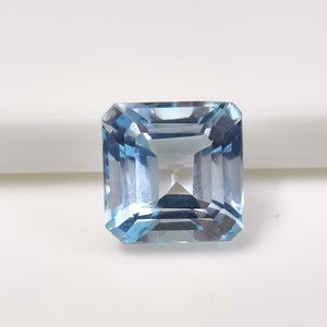 6.4 Ct Swiss Blue Topaz 9.5mm Square Gemstone, Natural Loose Stone for Jewelry, December Birthstone