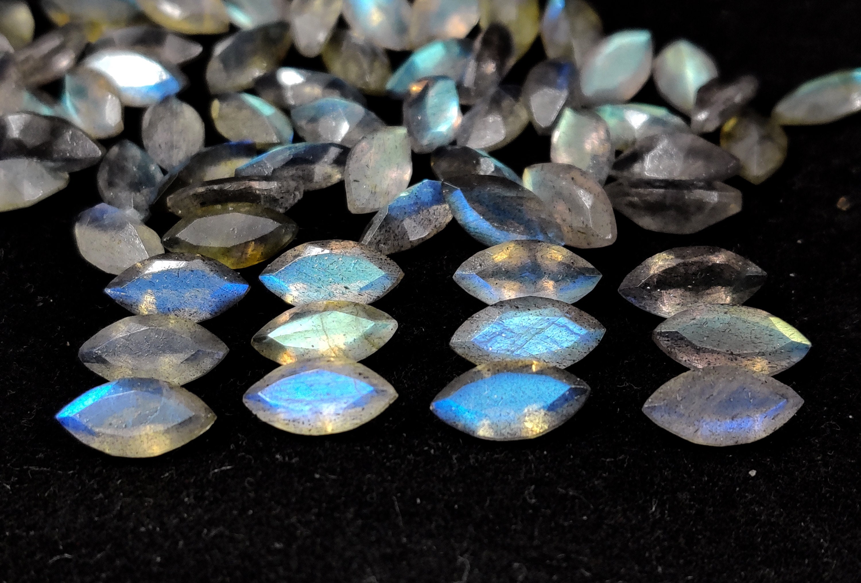 Natural Labradorite 5x10 MM Marquise Cut Gemstone, Excellent Chatoyance, Ideal for Jewelry Making, Black Rainbow Gemstone, Calibrated Size