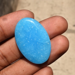 Natural Hemimorphite Cabochon: Vibrant Blue Smithsonite Gemstone (33X22 MM)