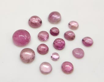Pink Tourmaline Cabochons: Natural Gemstone Lot (2.5-6mm)