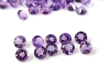 Amethyst Gemstone: 3MM Round Cut, February Birthstone, Calibrated Size