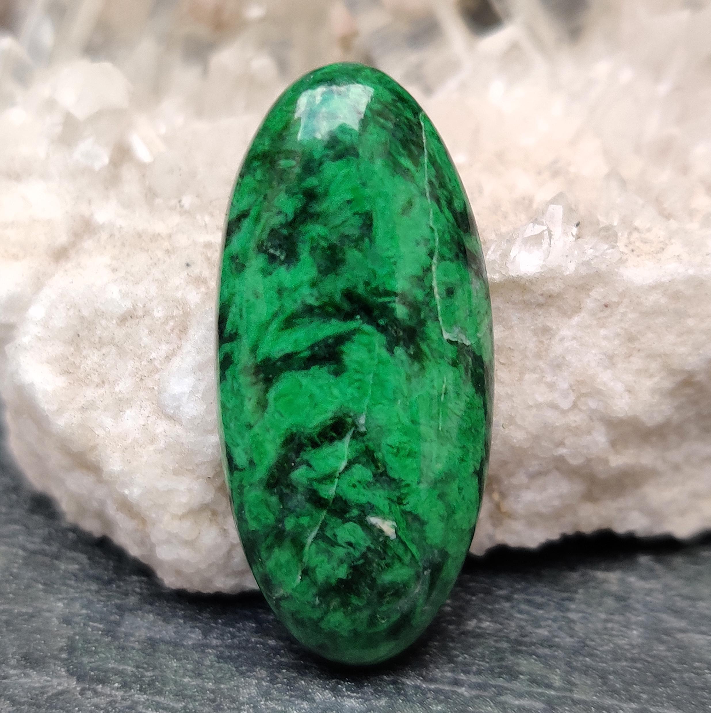 Oval Maw Sit Sit Jade Cabochon: Green Chloromelanite Gemstone