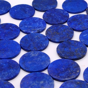 Lapislazzuli AAA 100% naturale, cabochon piatto a moneta, dimensioni 21 x 2 mm e 15 x 2 mm, per la creazione di gioielli, disco di lapislazzuli, disco di lapislazzuli, pietra preziosa di lapislazzuli