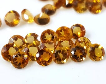 Natural Citrine Gemstone: 4mm Round Cut, Golden Yellow, Jewelry Making