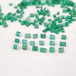 Zambian Emerald Gemstone Lot: Square Cut, 1-2mm Loose Stones