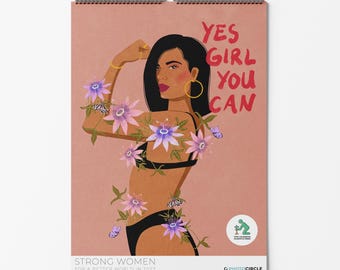 Strong Women Wandkalender 2027 | Empowerment Designs & Selbstliebe Illustrationen | Nachhaltiges Geschenk für starke Frauen