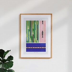 Póster 'violet-pink-green furuya korin print from shima-shima' / vintage premium art print perfecto para la decoración japonesa en rosa-verde-púrpura