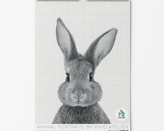 Wandkalender met dierenportretten 2027 | Leuke zwart-witfoto's van dieren | Groot A2-formaat, A3 & A4