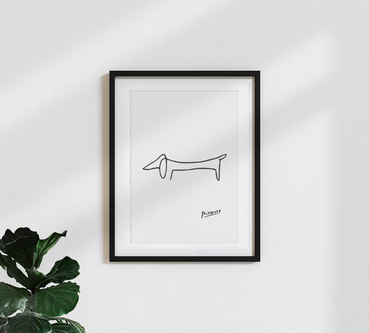 Poster of Picasso's dachshund Lump / iconic, minimalist line drawing for all lovers of classic-modern art