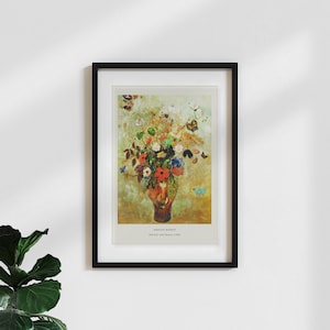 Póster con impresión artística clásica/vintage «Odilon Redon - naturaleza muerta con florero»