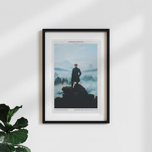 Poster klassiker / vintage kunstdruck ‘caspar david friedrich - der wanderer über dem nebelmeer’