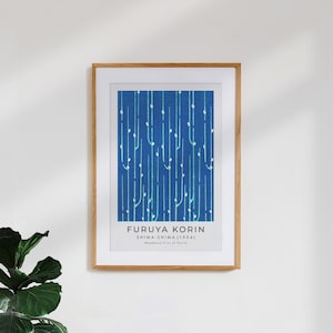 Póster de arte vintage «Impresión de Furuya Korin azul y blanca de Shima-shima»