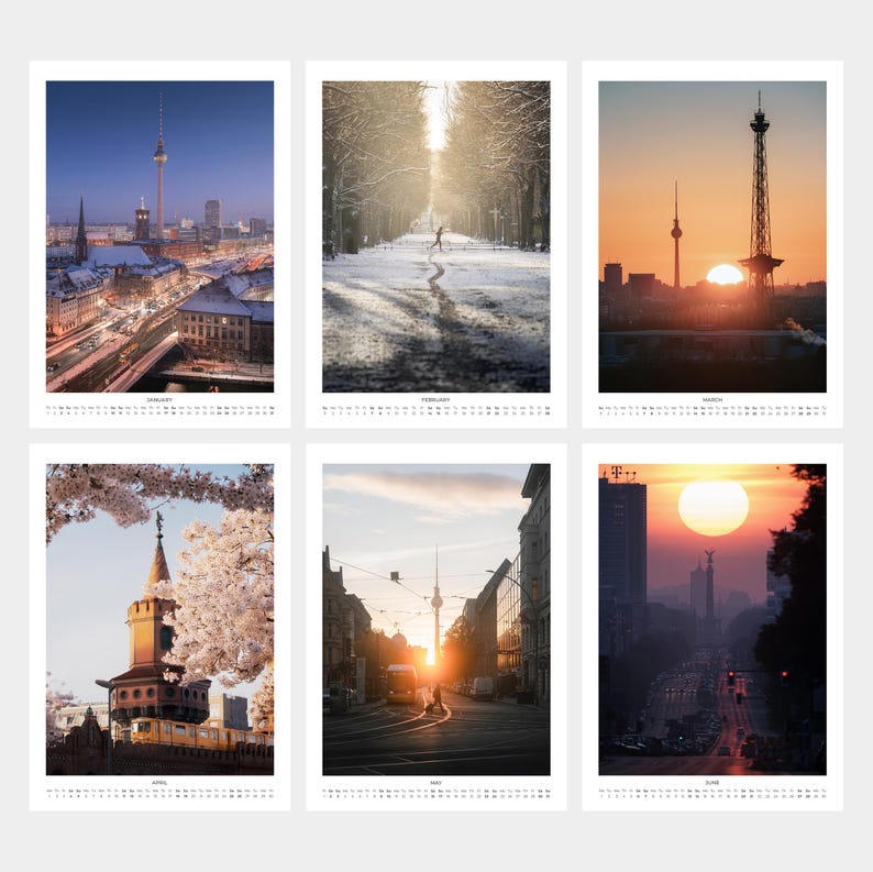 Calendrier de Berlin 2027 | Calendrier mural de photographie de rue avec des images de la Tour de télévision | Calendrier photo urbain | Idée cadeau écoresponsable image 2