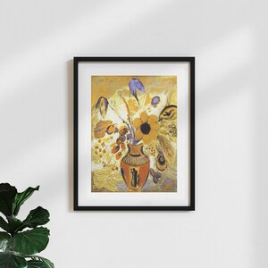 Póster con impresión artística clásica/vintage «Odilon redon: jarrón etrusco con flores»