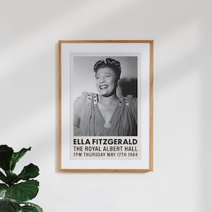 Poster &#39;ella fitzgerald in royal albert hall&#39; / High-quality vintage premium art print / Old retro concert poster of the music legend
