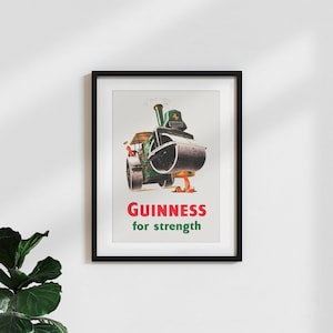Poster "guinness for Strength" / Stampa artistica premium vintage di alta qualità / Vecchio poster pubblicitario retrò dell'iconico marchio di birra irlandese