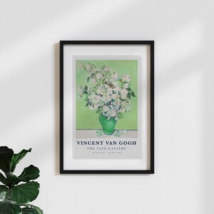 Póster clásico/vintage art print 'Vincent van Gogh: Jarrón con rosas blancas (1890)'