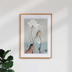 Pôster japonês vintage / imagem de parede japonesa / decoração de parede 'ilustração vintage de martim-pescador'