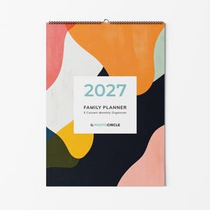 Family Planner 2027 'Abstract Forms' – Modern Wall Calendar | 5-Column Organizer | Family Calendar, Appointment Planner & Gift Idea