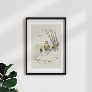 Poster di Winnie the Pooh – Illustrazione vintage con citazione | A.A. Murale di Milne | Come si scrive amore - Beige | Regalo per bambini e fan