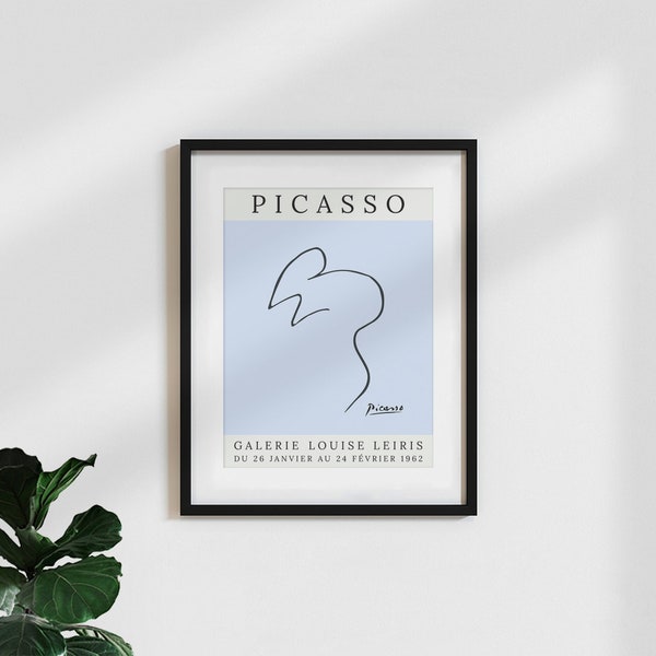 Affiche classique / impression d'art vintage « Souris Picasso – bleu »