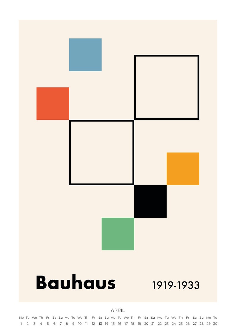 Bauhaus Art Calendar / Wall Calendar 2024 With Bauhaus Design Etsy