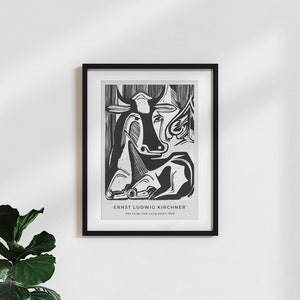 Manifesto classico / stampa artistica vintage / quadro da parete / stampa artistica 'La grande mucca sdraiata di Ernst Ludwig Kirchner'