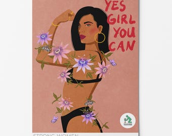 Calendario de pared para mujeres fuertes 2026 / Diseños de empoderamiento e ilustraciones de amor propio / Regalo sostenible
